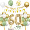 60. Geburtstag Deko Salbeigrüne, Deko 60 Geburtstag Frau Mann, 60er Geburtstag Luftballon mit Girlande, Geburtstag 60 Tortendeko Grün Gold, Avocado Grüne Konfetti Ballon für 60. Geburtstag Party Deko
