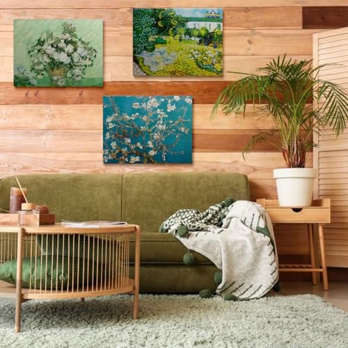 prinfantasy Wandbilder Wohnzimmer Wand Deko Schlafzimmer - Vintage Wildblumen Leinwand Bilder 3er Set DYH0055