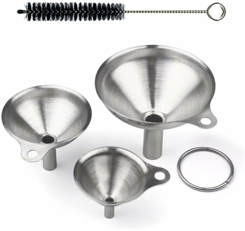 Entonnoir En Acier Inoxydable, 3 Pièces Mini Entonnoir Inox Entonnoirs De Cuisine En Acier Inoxydable Avec Poignées Mini Entonnoir en Métal pour Le Transfert De Fluide Liquide Huile Poudre Confitures(
