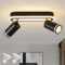SANSHI Deckenleuchte 2 Flammig LED,Schwenkbar 350°Deckenstrahler,Deckenlampe mit unteres Glühen 15W+2x5W GU10 Spots,Modern Deckenspot Strahler 3000K Warmweiß,Spotlight Lampe für Wohnzimmer,Schwarz
