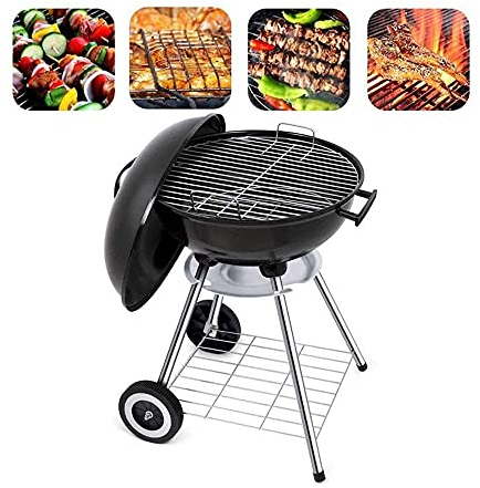 CTCOIJRN Barbecue-Grill, tragbarer runder Kessel-Holzkohlegrill for Garten, Party, Camping, Standgrill mit Ascheauffangschale