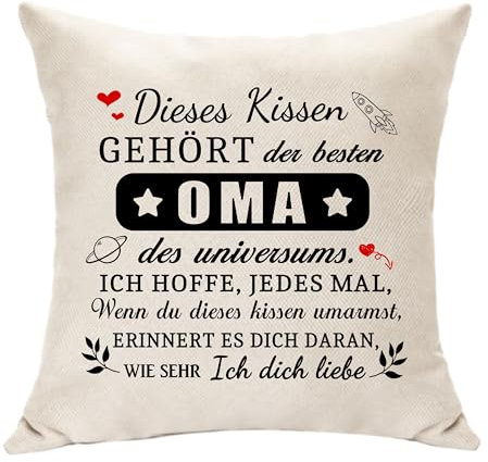 Hasodeo Original Oma Geschenk: Muttertagsgeschenk für Oma - Frauen Geschenke Kissen Abdeckung - Geburtstag, Weihnachten