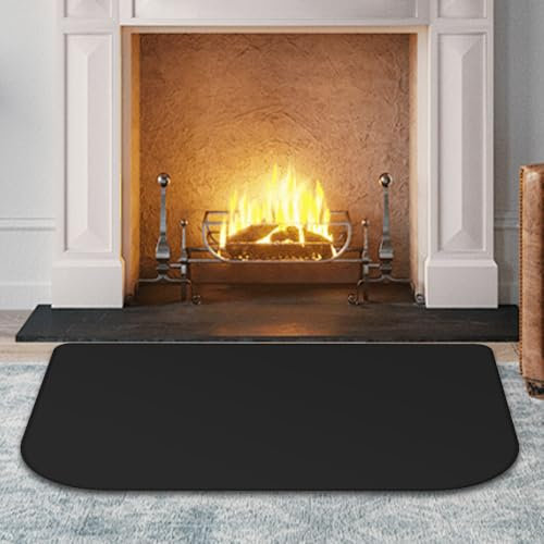 KBIBCK Funkenschutzplatte Für Kaminofen, Kamin Matte Feuerfeste Unterlage, Feuerfeste Kaminmatte, Feuerfeste Bodenschutzmatte, Bodenblech Zum Schutz des Bodens Vor Funken(Schwarz, 99 x 63CM)