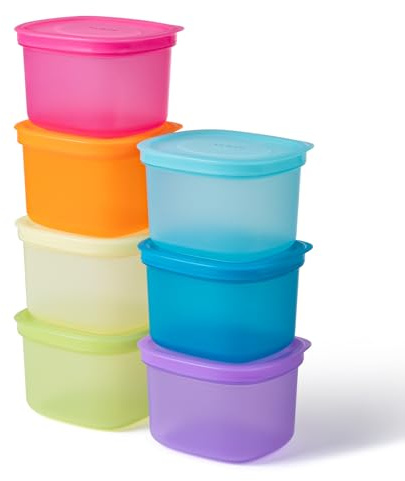 ANJUKE 500ML Snackbox, BPA-FREI, 7PCS Snackteller mit Deckel Perfekt für Süßigkeiten, Kekse, Obst, Nüsse, Snackbox Kinder für Schule, Exkursionen, Picknicks, Geschirrspüler Sicherheit