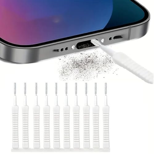 OUDQFCJ Kit de Limpieza de teléfono Celular 10 Piezas, Kit de Cepillo de Limpieza de Puerto de teléfono USB C tapón Antipolvo de Metal cepillos de Limpieza de Altavoz de teléfono