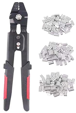 Uonlytech 1stück Drahtseil Presszange Mit Aluminium Doppelsleeves Für Kabel Und Angelschnur Korrosionsbeständig Rutschfester Griff Vielseitig Einsetzbar Für Seile Und Kabel