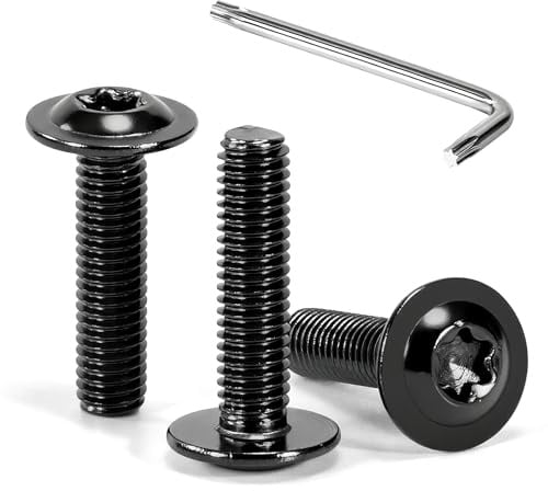 Tunejoy Viti a Testa Bombata Torx Nero con Flangia M5 x 20 mm Vite a Testa Esagonale Bulloni in Acciaio Inox A2 V2A Viti a Brugola con Chiavi a T25 Filettatura Completa 30 Pezzi