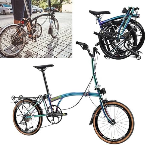 WEIMILOR Vélo pliant Pour Hommes et Femmes adultes, vélo de Banlieue Avec Panier amovible, roues de 16 pouces, Transmission à 9 vitesses, siège réglable, freins à disque Avant
