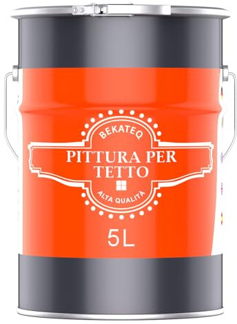 BEKATEQ Pittura per tetto Bianco 5L - Vernice per tegole, calcestruzzo, legno, Eternit, bitume - Resistente ai raggi UV e alle intemperie, ad asciugatura rapida, elastico e idrofobo BE-510