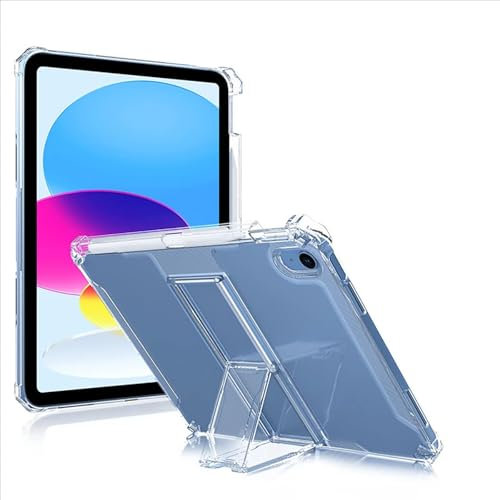 GIOPUEY Funda para iPad Air 13 Inch M3 2025, Carcasa Trasera de TPU Suave Case con Soporte, Cubierta Delgada, Protección con Airbag - Transparente