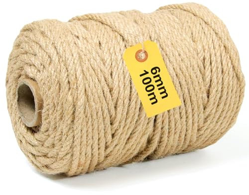 MDDK DY Cuerda de Sisal Natural 6mm x 100m – Cuerda Rascador para Gatos, Ideal para Árbol Gato, SOGA Decorativa para Jardín, Manualidades y DIY