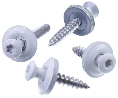 SECCARO Spenglerschraube 4,5 x 60 mm, RAL 9010 reinweiß, Edelstahl A2, EPDM-Dichtscheibe 15 mm, TX/Innensechsrund, 75 Stück