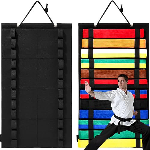 CHSG 12 Gürtel Kampfsport Gürtelhalter, schwarz, Wandaufhängung, Geeignet für Judo Gürtel Karate Gürtel Ninjutsu Gürtel, tolles Geschenk für Taekwondo-Trainer, Studenten(ohne Gürtel)