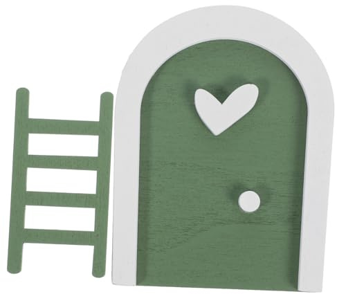 Yardwe Wooden Ornaments Miniature Wood Fairy Door Landscaping Gnome Home Door Ladder for Garden Tree Fairy Decor