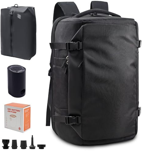 KINGSLONG zaino da viaggio sottovuoto per computer portatile: da uomo grande, zaino aeroplano cabin17,3 pollici PC impermeabile, 48 l con pompa per business, attività