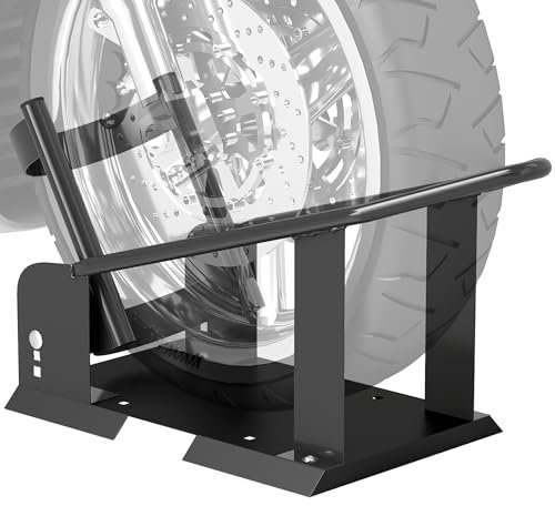 HOMCOM Caballete de Moto Carga 816,5 kg Soporte para Rueda Delantera de Motocicleta Robusta con Altura Ajustable en 3 Niveles para Ruedas Ø38,1-53,34 cm Negro