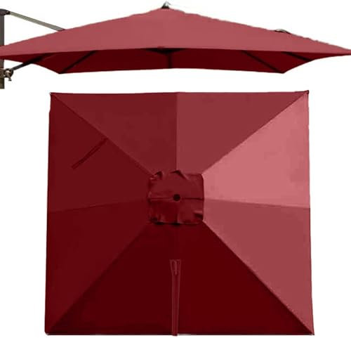 QSPNVFB 3x3cm Copertura di Ricambio per Ombrellone Quadrato 8 Stecche Ombrellone Decentrato Telo di Ricambio, Baldacchino di Ricambio per Giardino Piscina(Burgundy,Single Top 3m (x10'))