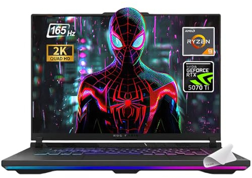 ASUS Computer portatile da gioco ROG Strix G16 2025, display FHD 165Hz da 16 pollici, AMD Ryzen 9 8940HX, RTX 5070 Ti (TGP 140W), switch MUX, finestra 11, con tappetino per mouse (64 GB di RAM | SSD