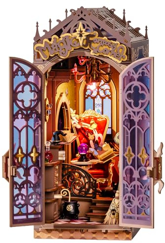 Rolife Book Nook Kit für Erwachsene Miniatur Haus Selber Bauen mit Licht | Magic Fantasy Corner Booknook Ohne Kleber, 185-teiliges 3D-Puzzle, Buchstütze Basteln als Haus Dekoration Geschenkidee