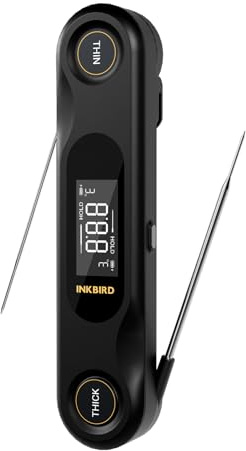 INKBIRD Fleischthermometer Digital, Zwei Sonden Grillthermometer K-Sensor | 0,5 Sekunden sofortige Anzeige, durch Drehen aktivieren, IHT-42K Backofenthermometer für Küche, BBQ, Grill, Ofen, Backen