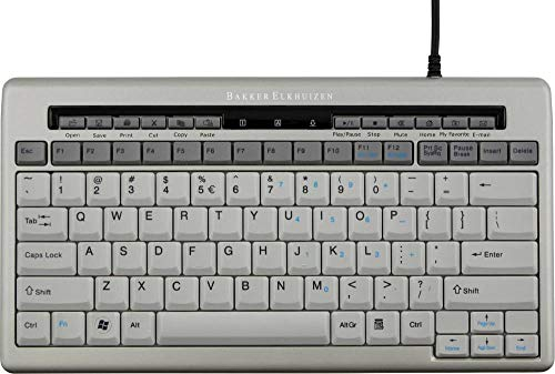 BakkerElkhuizen Ergonomische PC Tastatur mit Kabel - Tastatur Kabel S-Board 840 - Keyboard PC QWERTZ - Deutsches Layout - Kompakte Model mit Schutzhülle
