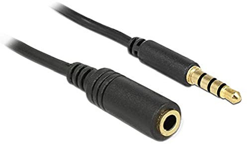 Delock Kabel Klinke Verlängerung 3,5 mm Stecker > Buchse 4 Pin IPhone 5,0 m schwarz
