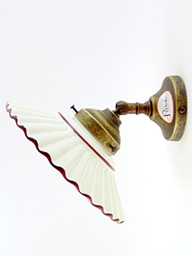fd-bolletta arredamento e illuminazione applique ottone da parete,lampada vintage,lluminazione per interni,paralume ceramica marrone an10 Misure:Sporgenza 16,5cm,Ø piatto 19cm,Ø base 8cm