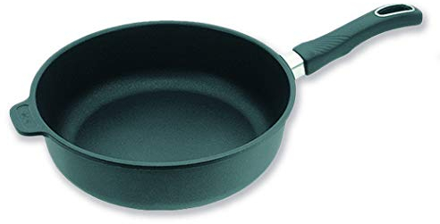 Original Gundel GUSS-BRATPFANNE INDUKTION, 28 cm, Hoher Rand 7,5 cm, Pfanne Induktionsherd, Schmorpfanne 28 cm mit abnehmbarem Stiel, Hochrandpfanne Aluguss