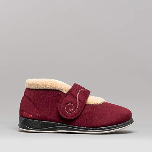 Padders Hush Wide EE Fitting Womens Memory Foam Slippers - Burgundy - UK7