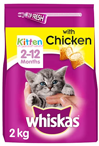 Whiskas Junior Chicken 4 x 2 kg Bags, Junior Cats and Kittens Aged 2-12 Months, Dry Cat Food