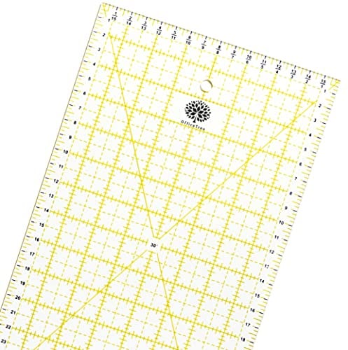 OfficeTree Patchwork Lineal 60x15 cm - Schneiderlineal 60cm - Universal Lineal - Quiltlineal - Patchworklineal für Rollschneider - Nählineal 60 cm - Stofflineal - Lineal zum nähen - Sewing Ruler