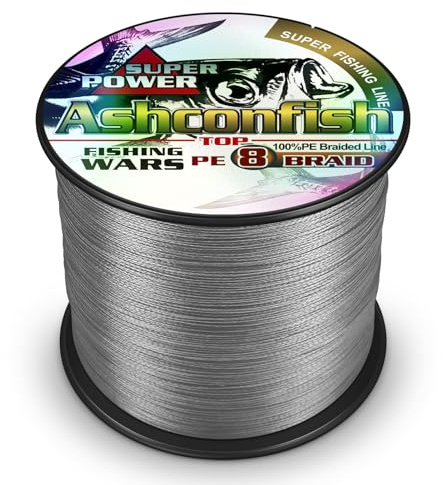 Ashconfish Lenza da pesca intrecciata-8 fili filo da pesca super forte 300 m 328 m 36,3 kg resistente all'abrasione linee intrecciate - Incredibile superline-Zero Stretch-Superfine Diameter-Grigio