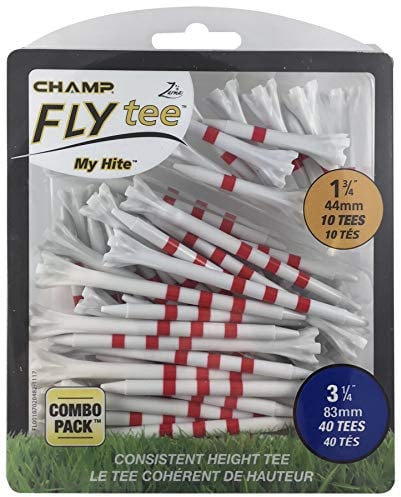 Champ My Hite Flytees – Golf-Tees – 40 x 83 mm und 10 x 44 mm, Rot/Weiß