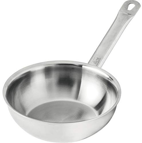 ilios Kochkunst Sauteuse Mehrschicht, 18 cm, unbeschichtet, induktionsgeeignet, aus Edelstahl