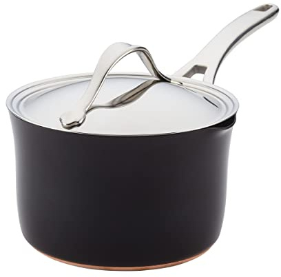Anolon Nouvelle Copper Luxe Kochtopf, harteloxiert, antihaftbeschichtet, 3,5 l, Onyx
