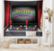 ABAKUHAUS Retro Wandteppich und Tagesdecke, Arcade Retro Fun aus Weiches Mikrofaser Stoff Waschbar ohne Verblassen Digitaldruck, 230 x 140 cm, Schwarz Rot