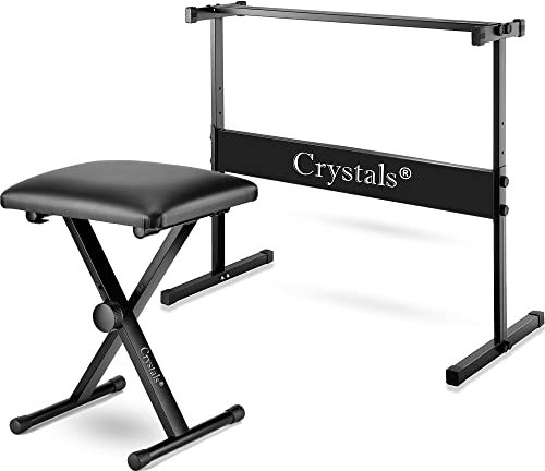 Double Braced X Frame Music Piano Keyboard Stand & Chair by Crystals® (Full Size Stand + Chair)