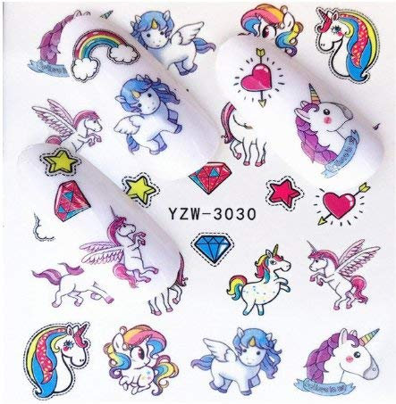 1 pcs 22 Nail Art Stickers Water Transfer Adhesive Decals Unicorns Watermark Nail Art Decoration Manicure Tattoo Tips