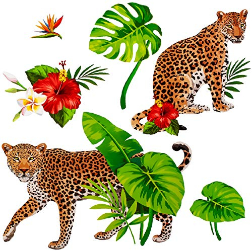 alles-meine.de GmbH Fenster Sticker Motivwahl Kinder & Erwachsene - 6 TLG. Set - Leopard/Gepard - Dschungel & Tropen Tiere - statisch haftend - selbstklebend + wiederverwen..