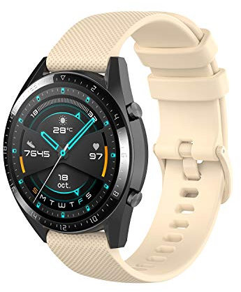 Wownadu 22mm Quick Release Armband Kompatibel mit Garmin Forerunner 255/265, Venu 3, Vivoactive 4, Kompatibel mit Fossil Gen 5/6 44mm Armbänder Sport Silikon Ersatzarmband Beige