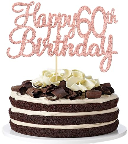 Gyufise 3 Pack Happy 60th Birthday Cake Topper Glitter Happy Birthday Cake Topper Happy 60 Birthday Cake Decoration for 60th Birthday Party Decorations