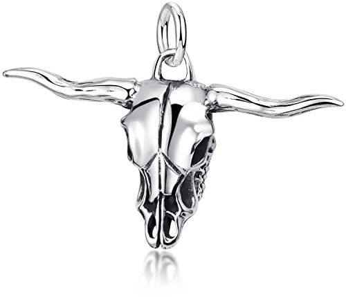 MATERIA by Matthias Wagner Herren Kettenanhänger Schädel Stierschädel 12,35g aus 925 Sterling-Silber antik KA-178