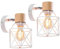 iDEGU 2 Stücke Vintage Wandlampe 15CM Wandleuchte Industrial Design Geometrischem Käfig Lampenschirm Retro Lampe aus Holz Eisen Verstellbare Deckenleuchte Wandleuchte für Schlafzimmer Flur(Typ-A Weiß)