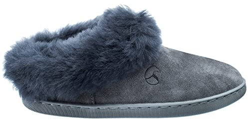 ESTRO Damen Lammfell Hausschuhe echtleder Gefuttert Wolle Pantoffeln Schlappen Schuhe INTIMO (39, Stahl 4)
