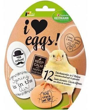 Heitmann Eierfarben - Banderole I Love Eggs 12 Sleeves in 8 Motiven