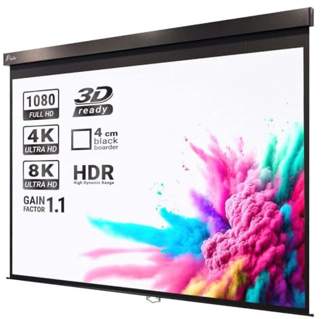 Pantera | Rollo-Leinwand | 111 Zoll | 200 x 200 cm | 1:1 | Manuell | 4K/8K Ultra HDR 3D | Beamer Leinwand | Projektions-Bildschirm | Projektor Leinwand | Knitterfest