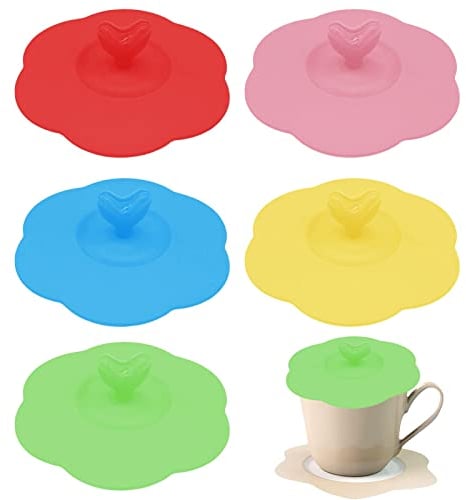 6 Pcs Silicone Anti-Dust Reusable Cup Covers - Sealing Lids for Coffee, Beer, Tea