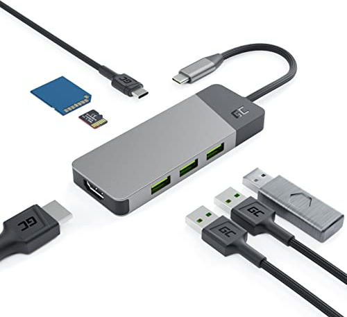 Adapter, Docking Station HUB USB-C PD 85W GC Connect 7in1 (3x USB-A 3.1 HDMI 4K 60Hz SD microSD) for Apple MacBook M1/M2, Lenovo ThinkPad X1, Asus ZenBook, Dell XPS, Samsung DeX support