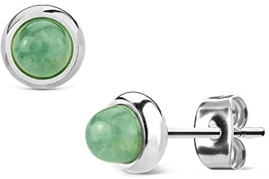 Bungsa Jade Ohrstecker 5mm Damen aus 316L Edelstahl