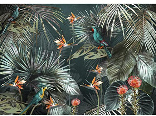 Runa Art Fototapete Grüne Blätter 352 x 250 cm Vlies Tapeten XXL Moderne Wandtapete Wohnzimmer Schlafzimmer Blumen Natur 9565011a